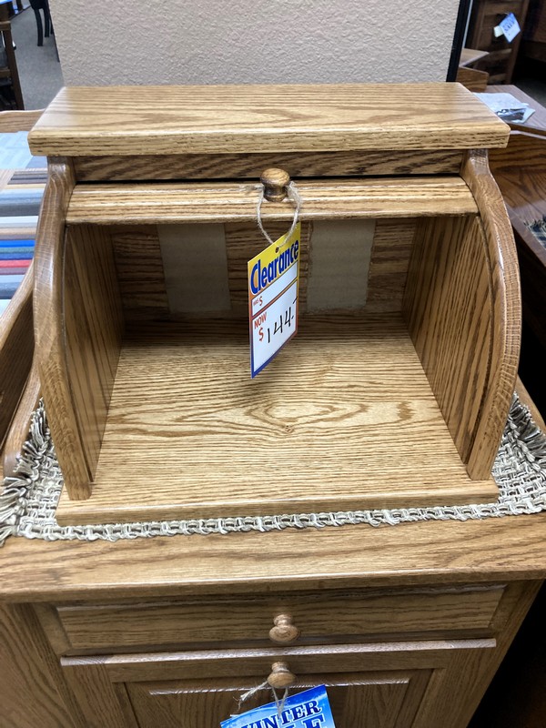 Amish Roll Top Bread Box with Drawer
